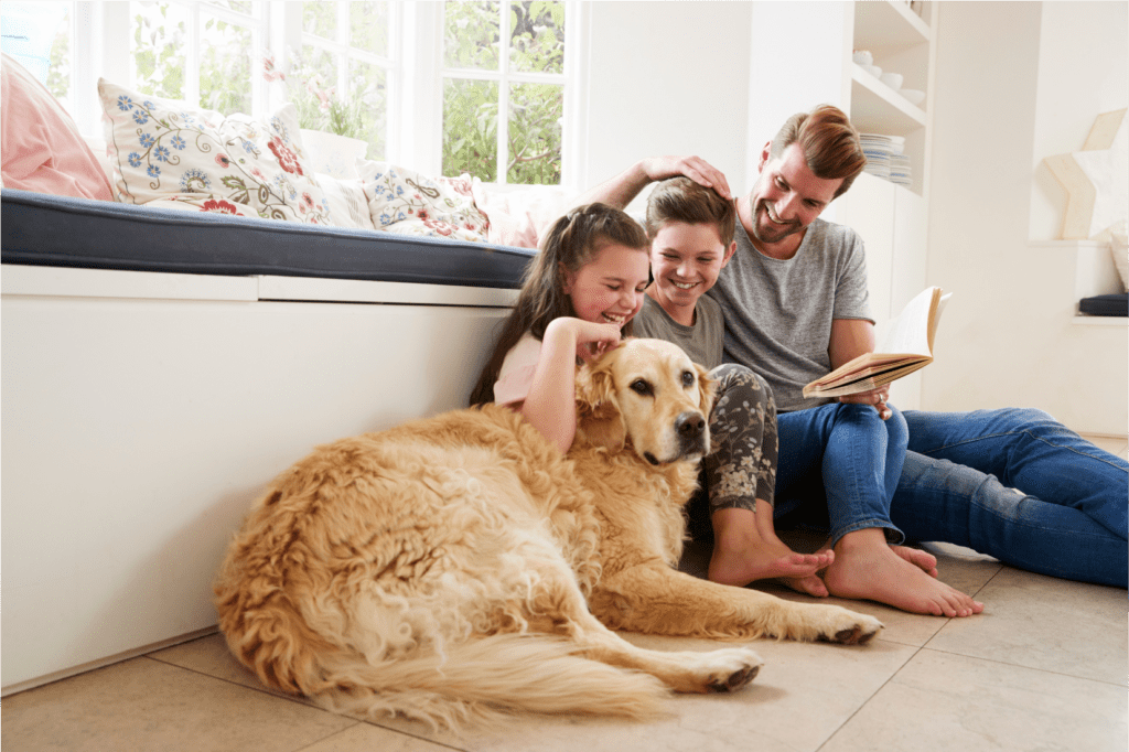 family with dog